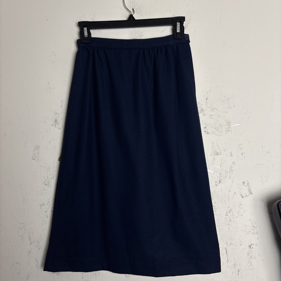 VTG Pendleton 100% Virgin Wool Midi Pencil Skirt Women 10 Navy Blue USA Classic - Picture 3 of 12